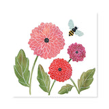 Greeting Card, Mini Pop Up, Dahlias and Bees