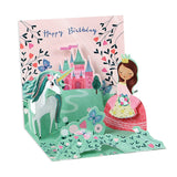 Greeting Card, Mini Pop Up, Princess and Unicorn