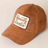 Howdy Darlin Suede Cap, Cognac