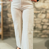 Time After Time High Rise Front Seam Wide Leg Crop, Cream
