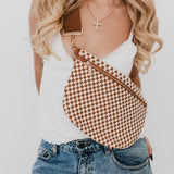Westlyn Woven Bum Bag, Checkered Brown