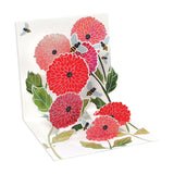 Greeting Card, Mini Pop Up, Dahlias and Bees