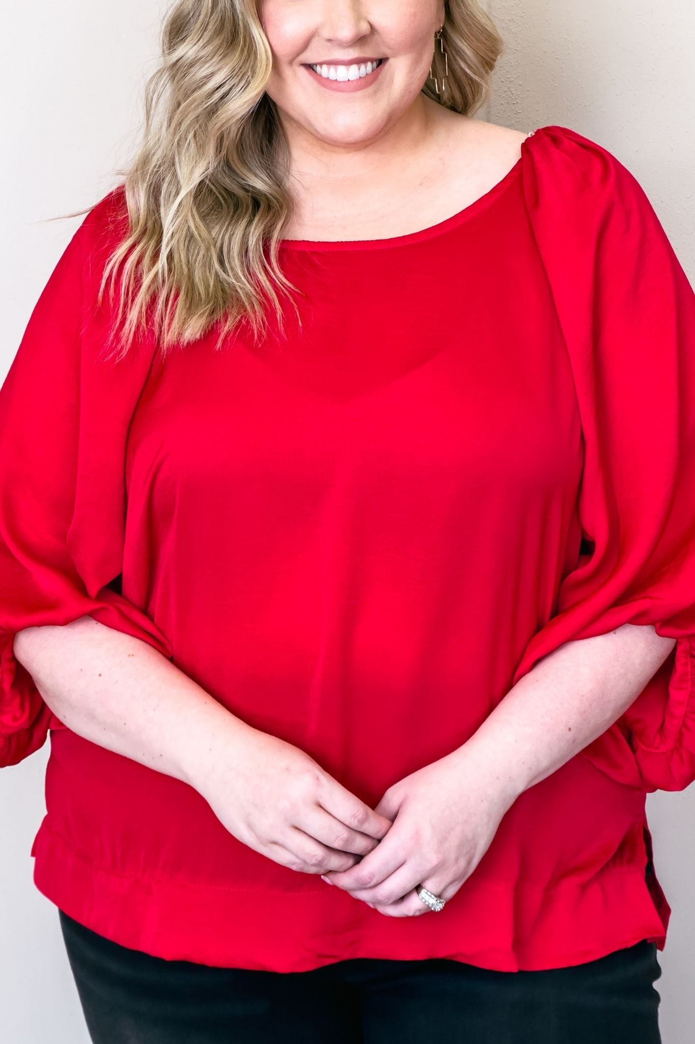 A soft, lightweight fabric red top that's perfect for a comfortable and stylish look.
