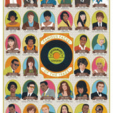 A vibrant puzzle showcasing iconic singers of the 1960s in various colors.