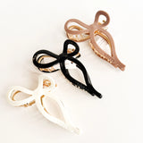 Gold Metal Ribbon Bow Claw Clip