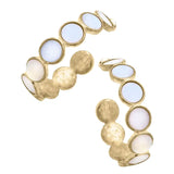 Earring, Bethany Disc Mother of Pearl Hoop, Gold
