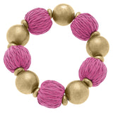 Bracelet, Barbados Raffia Bead Pink