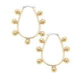 Earrings, Allison Studded Teardrop Hoop, Gold