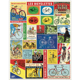 A vibrant puzzle showcasing a collection of bicycle posters. Perfect for spring, this puzzle captures the essence of iconic bike images.