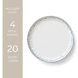 Metal Plates, Set of 4 w/White Liners