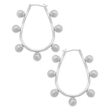 Earrings, Allison Studded Metal Teardrop Hoop, Silver