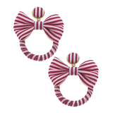 Earring, Cabana Stripes Bow Hoop, Fuchsia