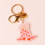 Pink Cowgirl Boots Keychain