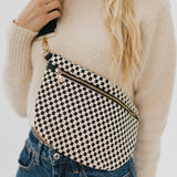 Westlyn Woven Bum Bag, Checkered Black