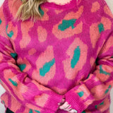 Friend Like Me Cheetah Sweater, Magenta