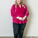 A stylish pink velvet blouse for any occasion