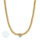 Necklace, Beaded Heart Faux Diamond, Water Resistant