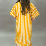 Actin' Up Bold Stripe Short-sleeve Midi Dress, Yellow
