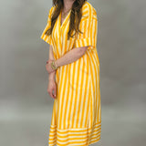 Actin' Up Bold Stripe Short-sleeve Midi Dress, Yellow