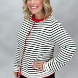 All I Wanted Striped Button Down Sweater, Ivory