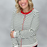 All I Wanted Striped Button Down Sweater, Ivory