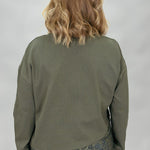 Along For The Ride army green long sleeve lace hem top by Entro