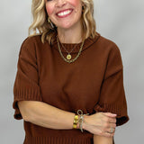 Am I Wrong 3/4 Sleeve Sweater, Brown