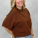 Am I Wrong 3/4 Sleeve Sweater, Brown