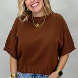 Am I Wrong 3/4 Sleeve Sweater, Brown