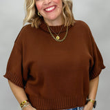 Am I Wrong 3/4 Sleeve Sweater, Brown