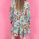 And I Love Her Floral Print 3/4 Sleeve Mini Dress