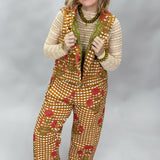 Ivy Jane Gingham Floral Barrel Pants, Gold
