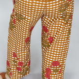 Ivy Jane Gingham Floral Barrel Pants, Gold