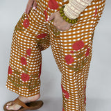Ivy Jane Gingham Floral Barrel Pants, Gold
