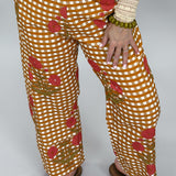 Ivy Jane Gingham Floral Barrel Pants, Gold