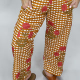 Ivy Jane Gingham Floral Barrel Pants, Gold