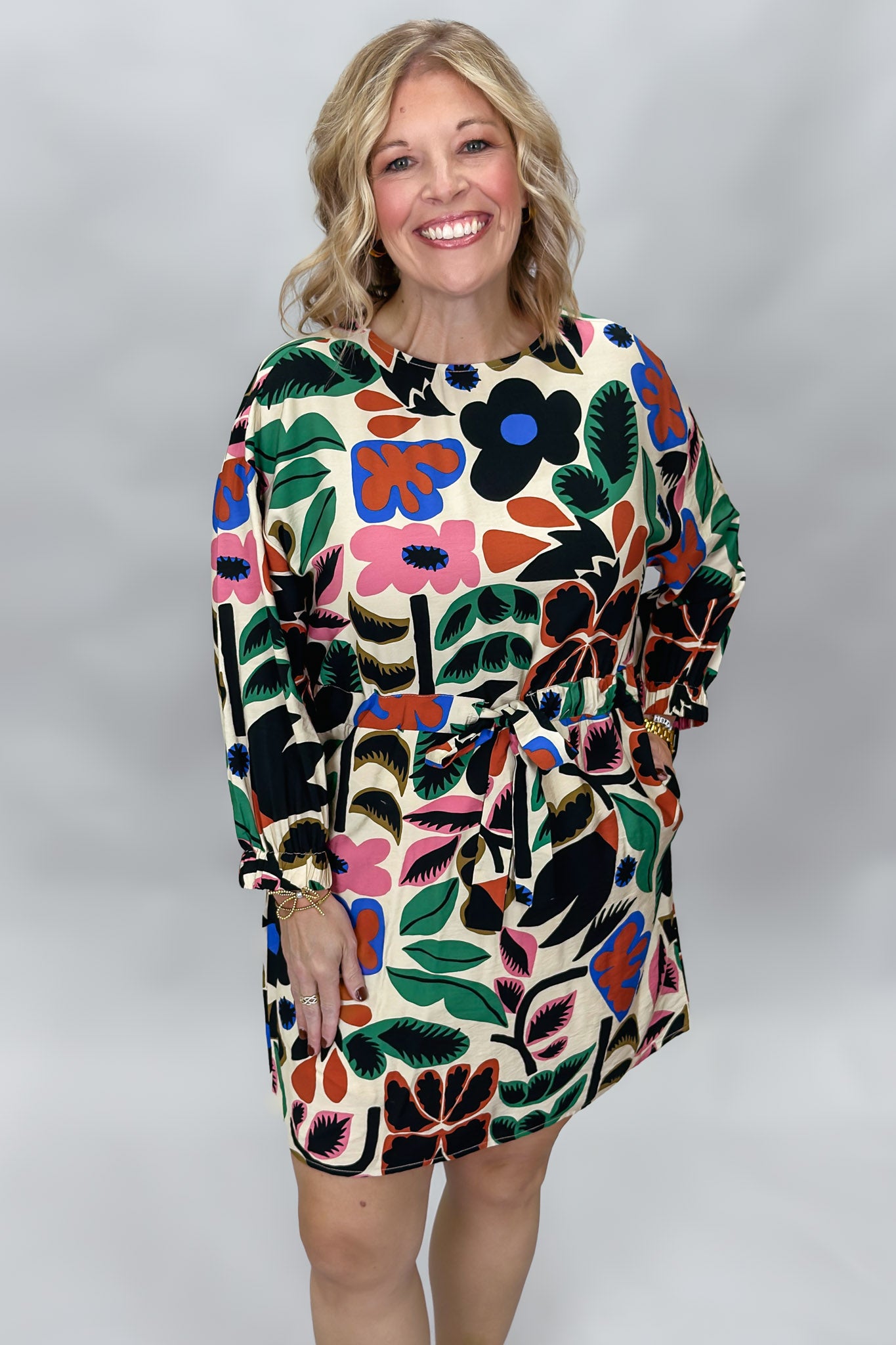Back On 74 Bold Floral Print Mini Dress
