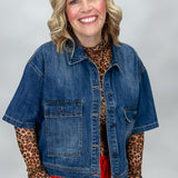 Backseat Drivin' Short Sleeve Boxy Denim Jacket, Medium