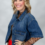 Backseat Drivin' Short Sleeve Boxy Denim Jacket, Medium