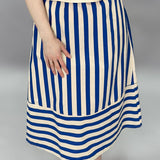 Bamboo Stripe Midi Skirt, Blue