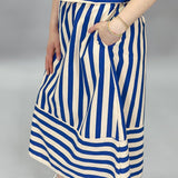 Bamboo Stripe Midi Skirt, Blue