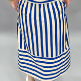 Bamboo Stripe Midi Skirt, Blue