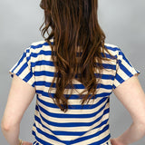Bamboo Stripe Cap Sleeve Top, Blue