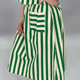 Bamboo Striped Front Pocket Skirt, Green