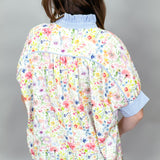 Be My Baby Jacquard Floral Print Button-down Top