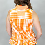 Better Days Sleeveless Peplum Gingham Top, Orange