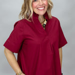 Entro Big Sun blouse, pleated ruffle collar detail