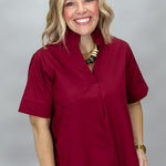Entro Big Sun wine pleated V-neck blouse, alternate view