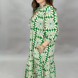 Bless Your Heart Flower Print Tiered Maxi, Green Dress