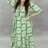 Bless Your Heart Flower Print Tiered Maxi, Green Dress